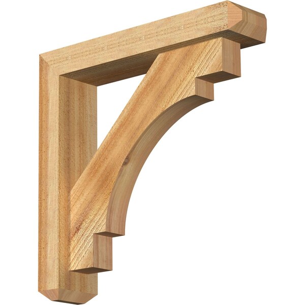 Ekena Millwork Merced Craftsman Rough Sawn Bracket w/ Offset Brace, Western Red Cedar, 4"W x 18"D x 18"H BKT0402X18X18MRC04RWR - main